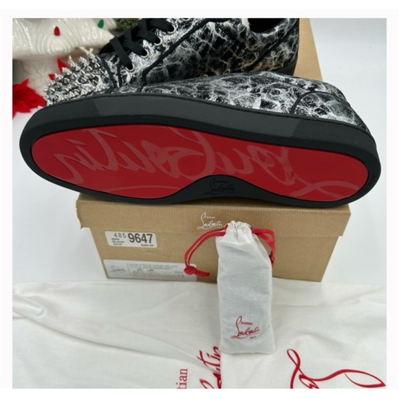 Christian Louboutin, Louis Jr black storm print leather size 45 made Italy - Picture 6 of 9